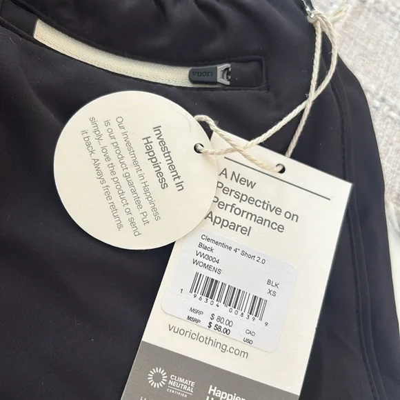 Vuori Black Women's Athletic Shorts Clementine 4” short 2.0 Size XS & M - Picture 4 of 12